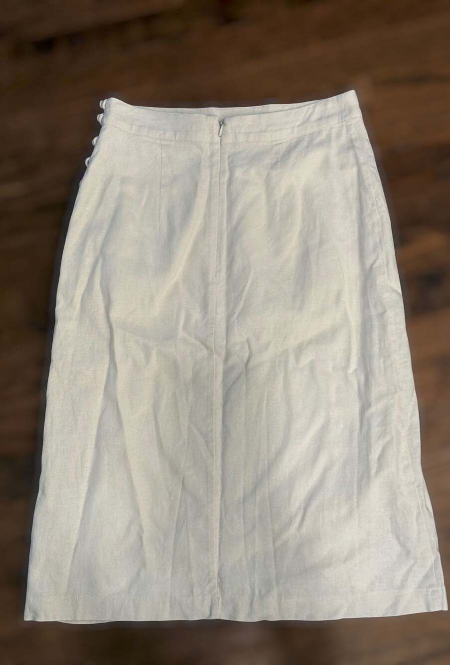Madewell White Linen Pencil Skirt with Button Detail, Size 0, Made in Vietnam